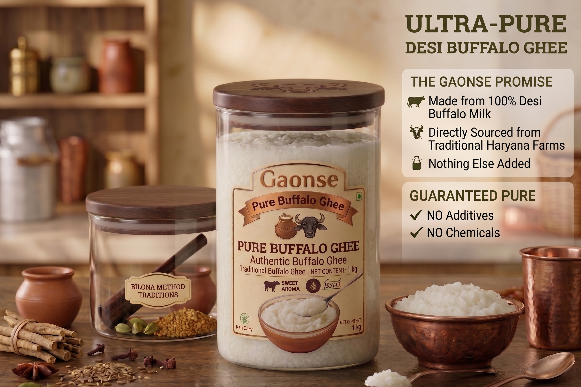 Bilona Churned - Desi Buffalo Ghee